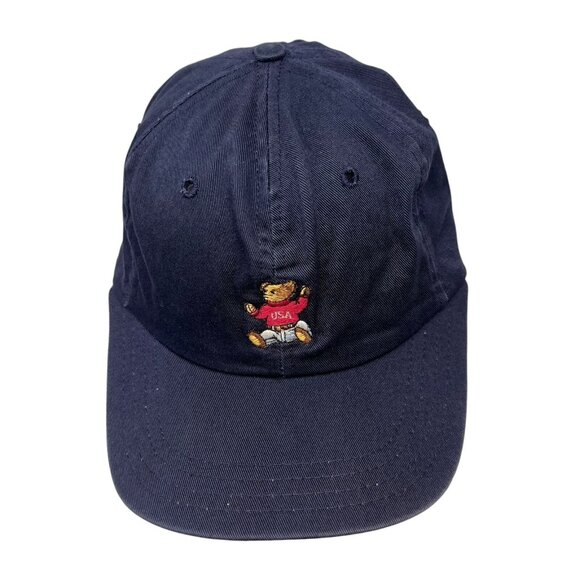Polo Sport Ralph Lauren Sit Down Bear Embroidered Strapback Hat Cap Vintage Dad - Picture 1 of 11